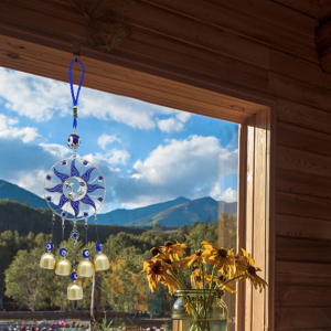 Blue Eyes Wind Chimes Wall Hanging Pendant With Bells Garden Decoration Crafts for Wall Home Decor