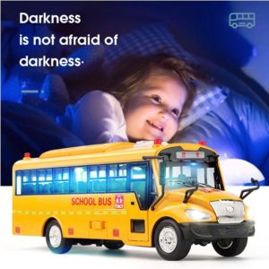 School Bus Interactive Educational Toy for Kids - Favrison 2 Pcs Lifelike 1:32 Yellow Alloy Play Vehicle Gifts Home Decor