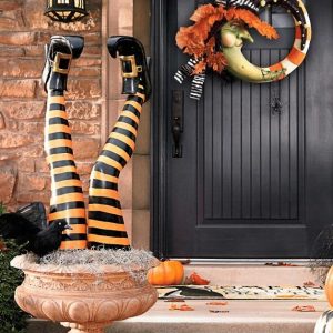 Halloween Decorations Outdoor Homemade - Witch Leg Stakes. Set Of Two Yard Halloween Decoration