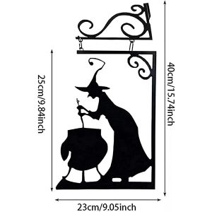 Halloween Witch Cauldron Silhouette Wall Decor. Wrought Iron Witches Cauldron Wall Hanging Ornament. Hanging Wall Art Home Decoration For Garden Party Decor
