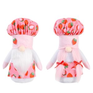 Handmade Strawberry Chef Gnome Couple For Holiday Gift And Home Decoration