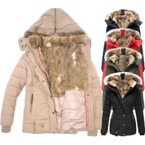 Overland Sheepskin Co Winter Outdoor Hiking Parka Coat with Faux Fur Lined Windproof Coat for Women