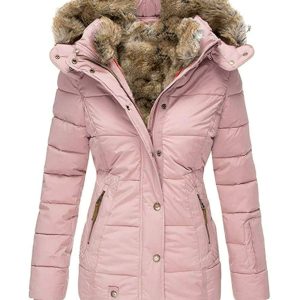 Unisex Winter Outdoor Hiking Parka Coat With Faux Fur Lined Windproof Design