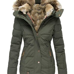Women's Winter Outdoor Hiking Parka Coat With Faux Fur Lined Outdoor Windproof Coat
