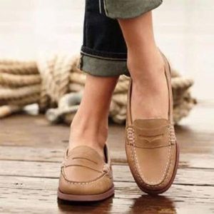 Ladies Slip On Loafers Low Heel Pu Leather Vintage - Women Vintage Slip On Loafers Low Heel Pu Leather Loafers