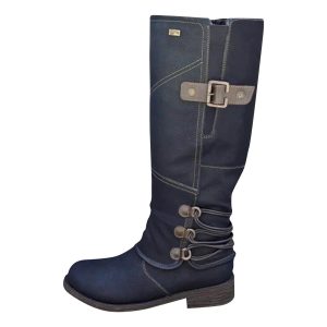 Women's Vintage Leather Zipper High-top Wide Calf Boots