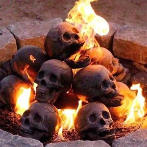 Ceramic Imitation Human Skull Fire Log. Halloween Fire Pit Skulls