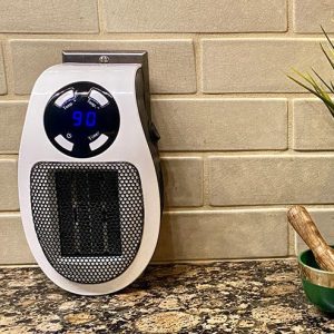 Plug-in Personal Space Heater with LED Display, Portable Electric Wall Outlet Heater, Adjustable Thermostat & Timer for Small Rooms