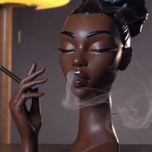 European Home Black Female Head Sculpture Incense Burner - Resin Handicraft Ornament, 19x12x8 5cm