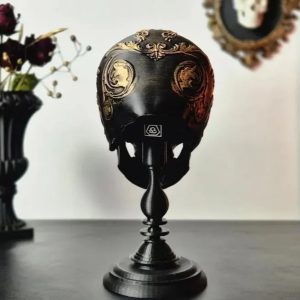 Skull Stand Motorcycle Helmet - Creative Resin Craft Home Decor Display - 10x14 2x10 5cm