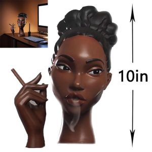 Incense Burner Sculpture European Home Black Female Head , Resin Handicraft Ornament