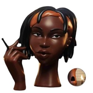 Incense Burner Sculpture European Home Black Female Head - Resin Handicraft Ornament, 19x12x8 5cm