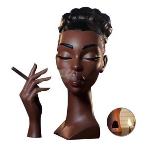 European Home Black Female Head Sculpture Incense Burner - Resin Handicraft Ornament
