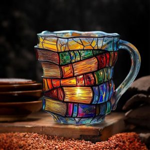 3d Book Mug Glass - Novelty Book Stack Shaped Ceramic Coffee Mug