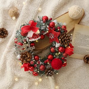 Deluxe Faux Pine Christmas Wreath Collection - Door & Wall Decor - Red House 40cm