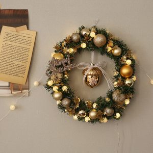 Deluxe Faux Pine Christmas Wreath Collection - Door & Wall Decor - Golden acorn 30cm