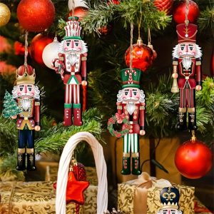 Set of 12 Hand-Painted Wooden Nutcracker Soldier Ornaments