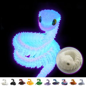 3D Printed Articulated Snake Figurine - Flexible Desktop Ornament