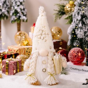 30cm LED Lighted Christmas Gnome Plush Doll Decoration - B 30cm