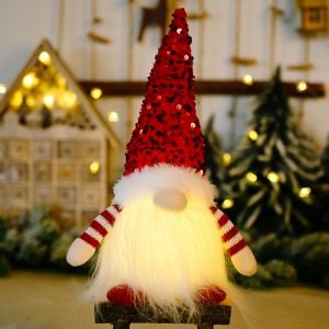 30cm LED Lighted Christmas Gnome Plush Doll Decoration - C 30cm