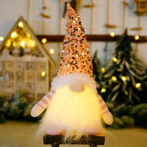 30cm LED Lighted Christmas Gnome Plush Doll Decoration - D 30cm