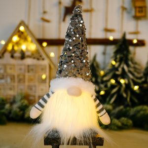30cm LED Lighted Christmas Gnome Plush Doll Decoration - E 30cm