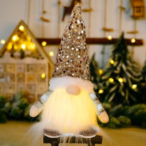 30cm LED Lighted Christmas Gnome Plush Doll Decoration - F 30cm