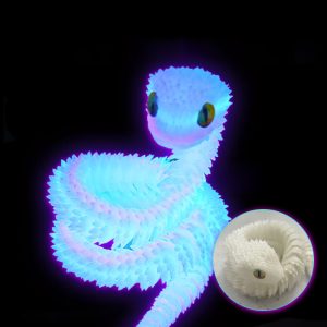 3D Printed Articulated Snake Figurine - Flexible Desktop Ornament - 11