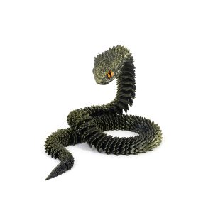 3D Printed Articulated Snake Figurine - Flexible Desktop Ornament - 01