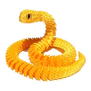 3D Printed Articulated Snake Figurine - Flexible Desktop Ornament - 03