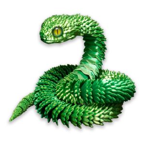 3D Printed Articulated Snake Figurine - Flexible Desktop Ornament - 04