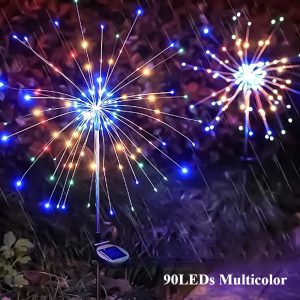 Waterproof Solar Garden Starburst Fairy Lights - 8 Lighting Modes - 90LED Colorful