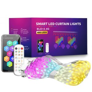 Smart RGBIC LED Curtain Lights with Bluetooth App Control - 1M(W)x1M(H)400leds