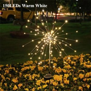 Waterproof Solar Garden Starburst Fairy Lights - 8 Lighting Modes - 150LED Warm White