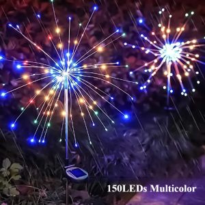 Waterproof Solar Garden Starburst Fairy Lights - 8 Lighting Modes - 150LED Colorful