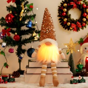 30cm LED Lighted Christmas Gnome Plush Doll Decoration - F1 45CM