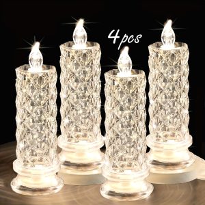 4-Pack Diamond-Cut LED Flameless Candles - Crystal Style Decorative Lights