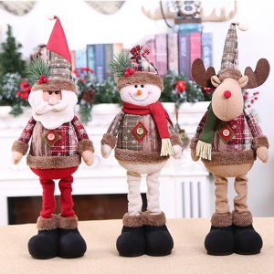 Telescopic Plush Reindeer Christmas Decoration - Adjustable Height Holiday Doll