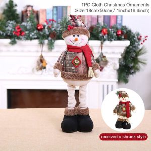 Telescopic Plush Reindeer Christmas Decoration - Adjustable Height Holiday Doll - 02
