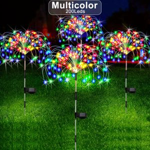 Solar Powered Garden Starburst Lights - Outdoor Decorative Cluster Lamp - Colorful