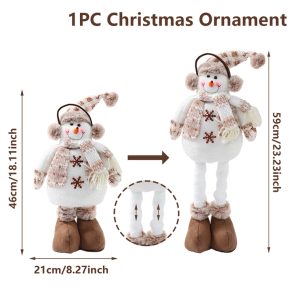 Telescopic Plush Reindeer Christmas Decoration - Adjustable Height Holiday Doll - 2025-1
