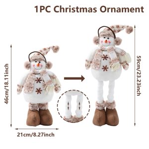 Telescopic Plush Reindeer Christmas Decoration - Adjustable Height Holiday Doll - 2025-1