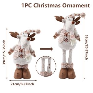 Telescopic Plush Reindeer Christmas Decoration - Adjustable Height Holiday Doll - 2025-3