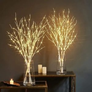 Battery-Operated LED White Birch Branch Lights - 28 Inch Twig Decor