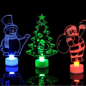 3D Engraved Acrylic LED Mini Night Light - Christmas Decor
