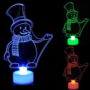 3D Engraved Acrylic LED Mini Night Light - Christmas Decor - Snowman