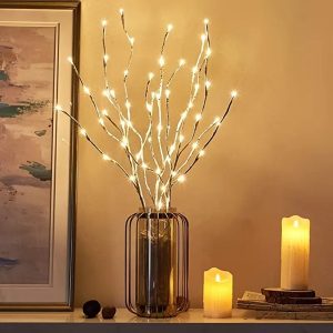 Battery-Operated LED White Birch Branch Lights - 28 Inch Twig Decor - Warm White