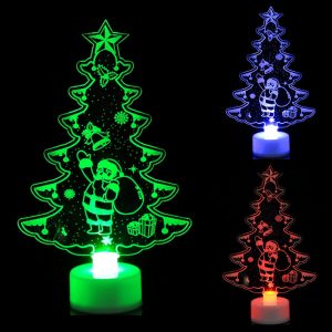 3D Engraved Acrylic LED Mini Night Light - Christmas Decor - Christmas Tree