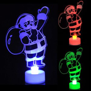 3D Engraved Acrylic LED Mini Night Light - Christmas Decor - Santa Claus
