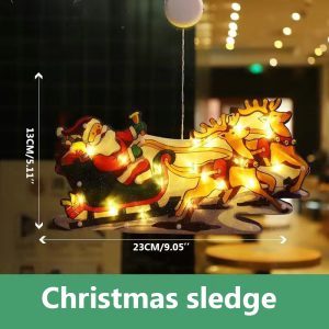 LED Christmas Window Hanging Sucker Light - Festive Holiday Decoration - Christmas Sleigh